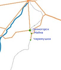 Карта-схема автодороги Саяногорск - Черёмушки